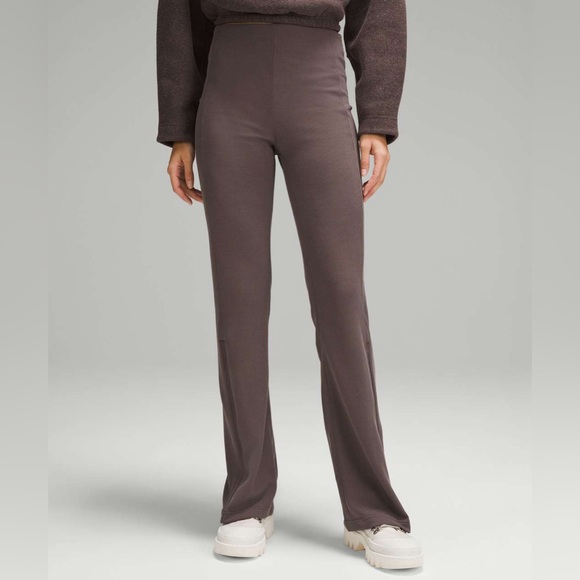 Lululemon Brushed Softstream Ribbed Zip Flared Pants Size 4 - Picture 1 of 5